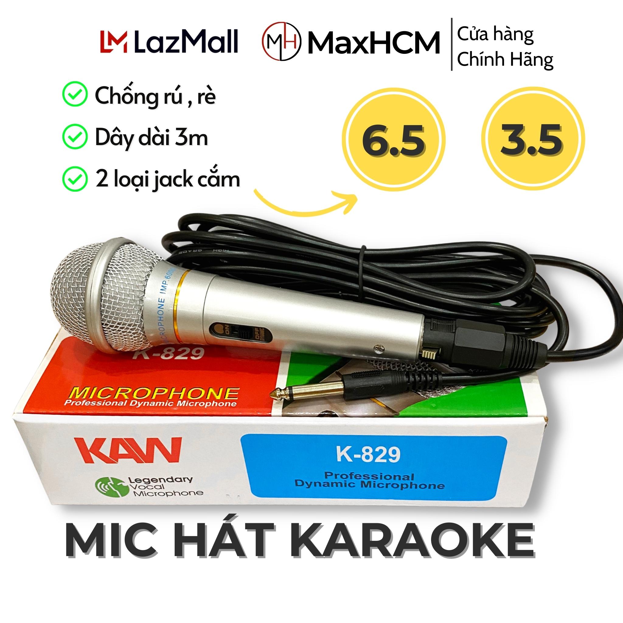 Mic Hát Karaoke, Micro Có Dây Cao Cấp - Micro Karaoke Có Dây KAW K 829 Phên Bản Mới, Âm Thanh Mượt Mà, Chống Hú Tốt