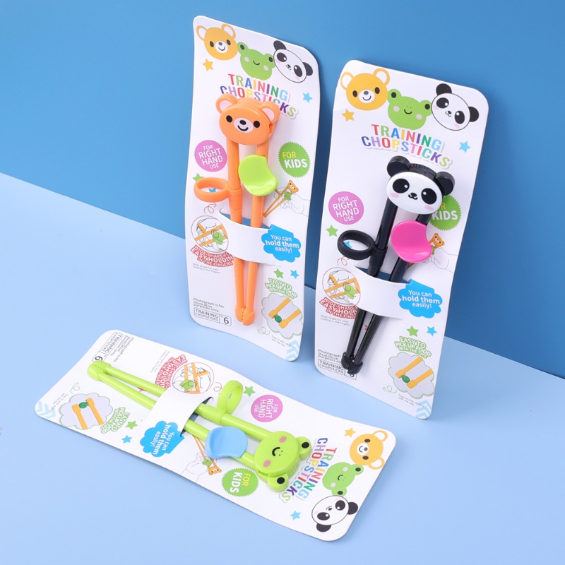1 Pair Cartoon Animal Learning Chopsticks for Children Cute Elementary Learning Chopsticks Tableware Food Grade Training Chopsticks