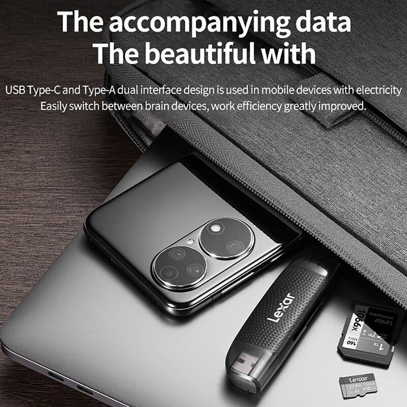 2023new Lexar 2-In-1 Card Reader Dual-Use Card Reader For Mobile Phones And Computers USB 3.2 Type-C Dual Inter TF/SD Memory Card