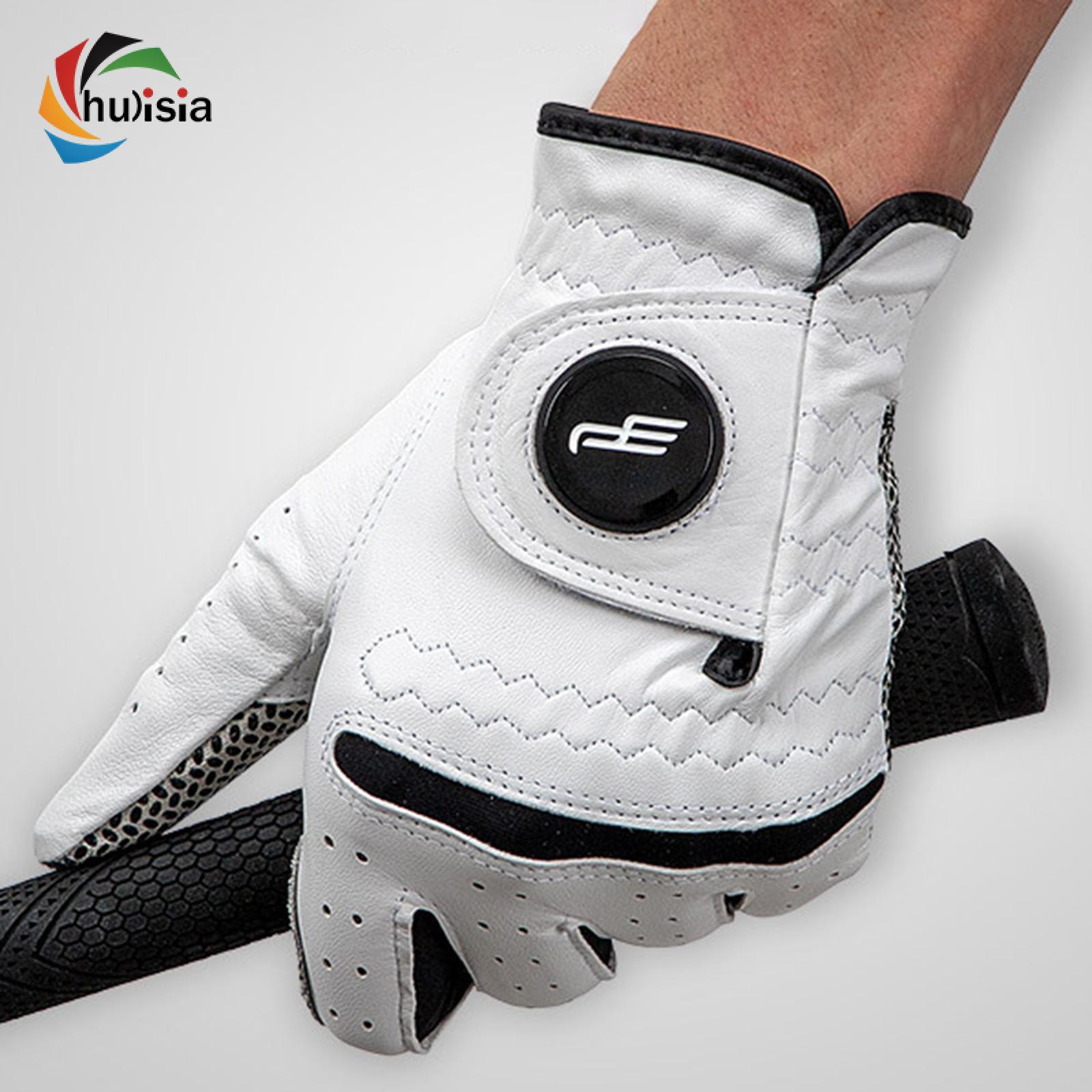 Chulisia White Golf Glove Left Hand Non Slip Comfortable Wear Resistant with Golf Marker Golfer Gloves Adjustable Golfing Equipment Sport Gloves