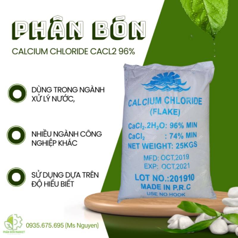 1KG Phân khoáng Calcium Chloride CaCl2 96%