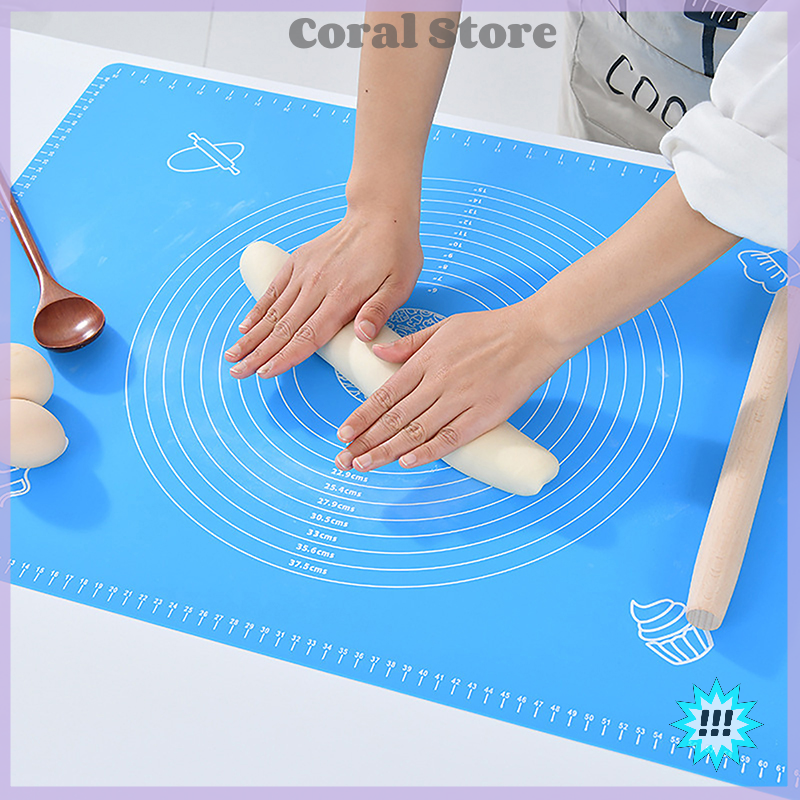 【Coral】💖【HOT SALE】🎈🎈 Silicone Mat Kneading Dough Mat Cookie Cake Sheet Baking Mat Tools Non-stick Rolling Large Dough Pads Tools Sheet Accessories