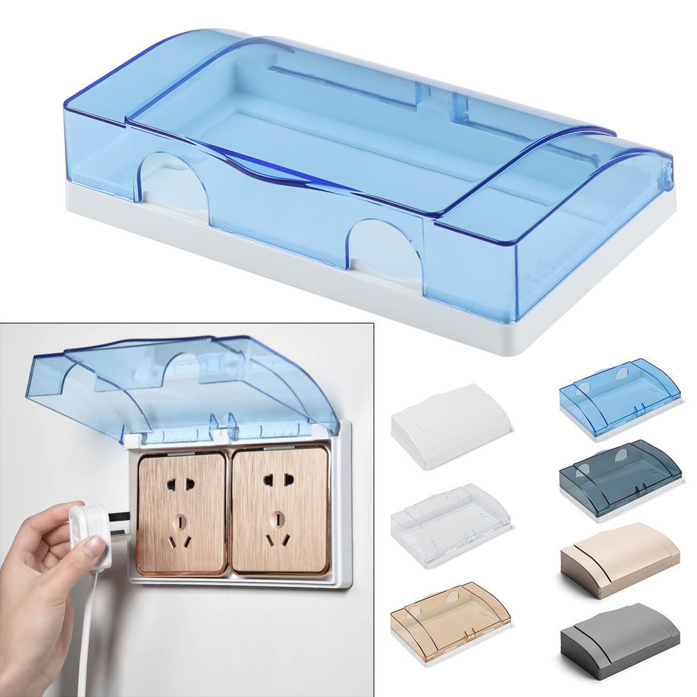 1 Cái Bảo Vệ Ổ Cắm Đôi Loại 86 Nắp Phích Cắm Điện Hộp An Toàn Cho Trẻ Em, Hộp Chống Thấm Nước, Đồ Dùng Phòng Tắm