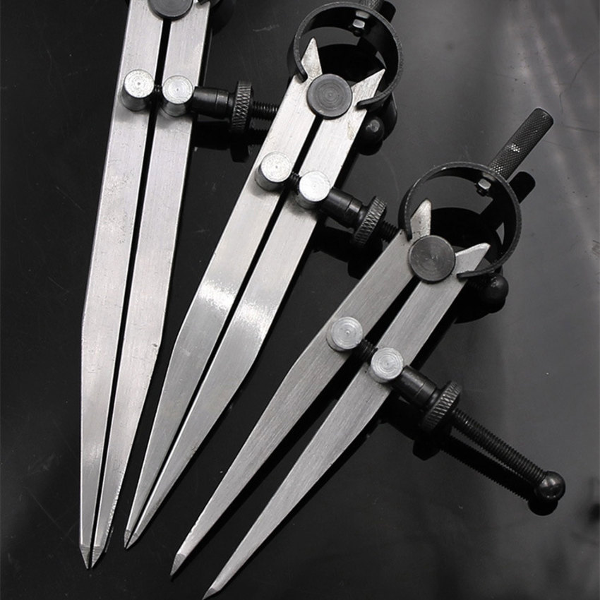 Adjustable Leather Compass Lockable Carbon Steel Divider Wing Creaser DIY Leathercraft Rotating Line Scribing Gauge Caliper Tool