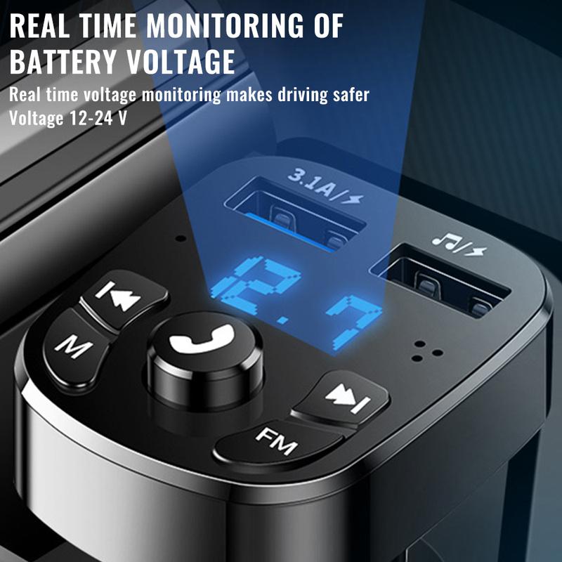 Bluetooth version 5.0 FM Transmitter Car Player Kit Car Charger Quick Dual USB Bluetooth5.0 Transmitter