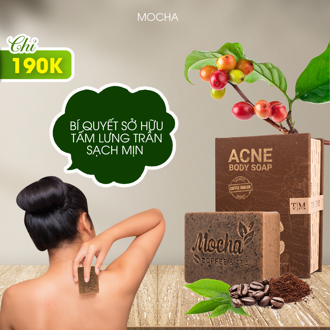 Xà Phòng Giảm Mụn Lưng Mocha Acne Body Soap