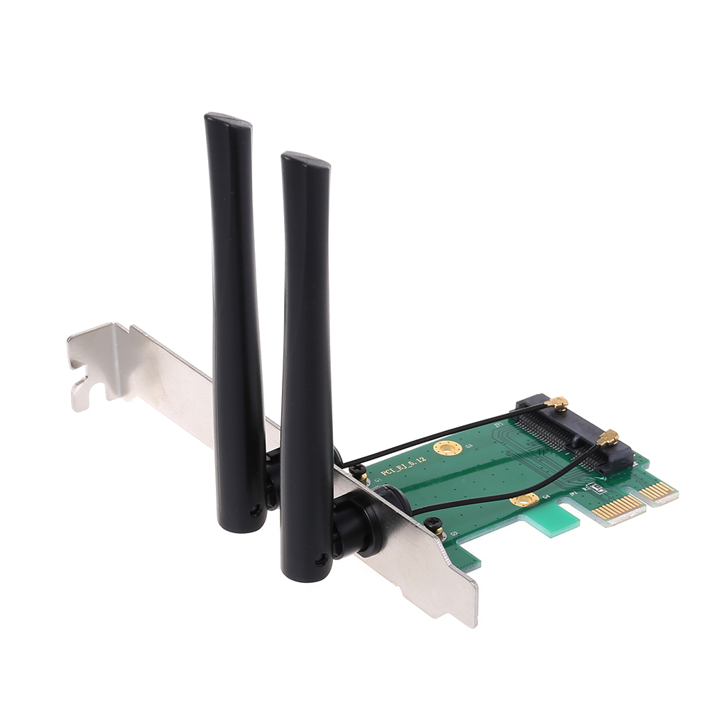 Wireless Wifi Network Card Mini PCIE to PCI-E 1X Desktop WIFI Adapter for Computer wirh 2 Antennas