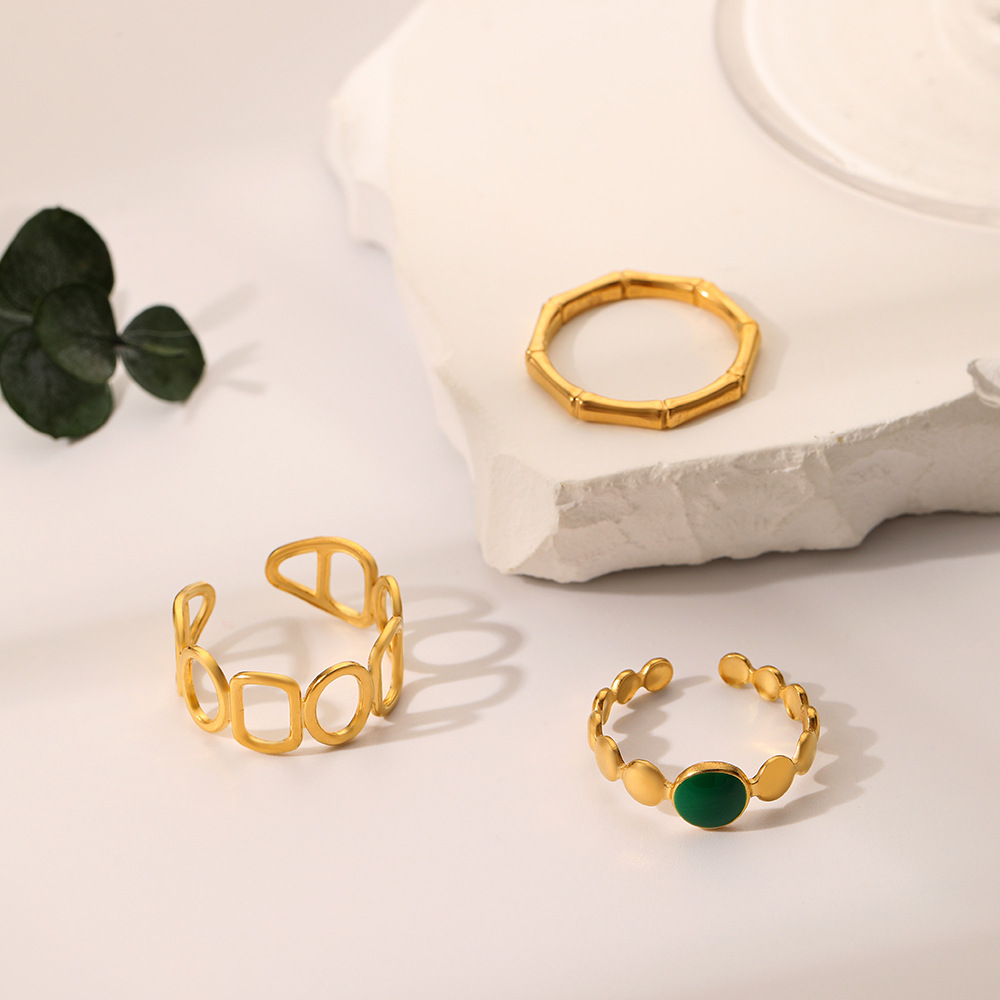 %E3%80%90Special%20offer%E3%80%91Fashion%20New%20Stainless%20Steel%20Golden%20Open%20O-Shape%20Round%20Oil%20Dropping%20Green%20Three-Piece%20Ring%20for%20suit%20Women%20-%20Image%203
