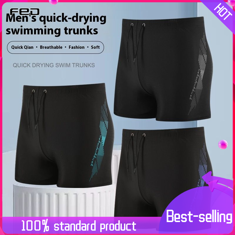 FED Men's Swimming Trunks, plus Size Loose Professional Quick-Drying Boxer Beach Pants