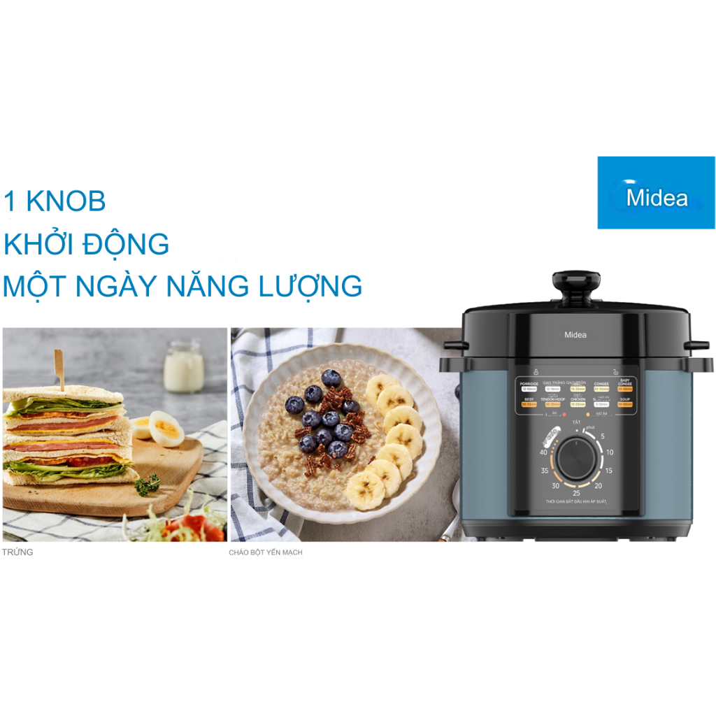 Nồi Áp Suất Điện Đa ăng Midea MPM50010AMG (Dung tích 5L, Công suất 1000W)