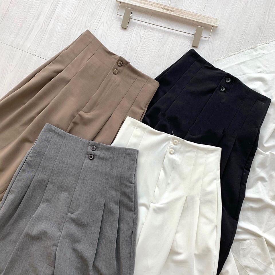 Quần tây công sở nữ, quần baggy lưng cao