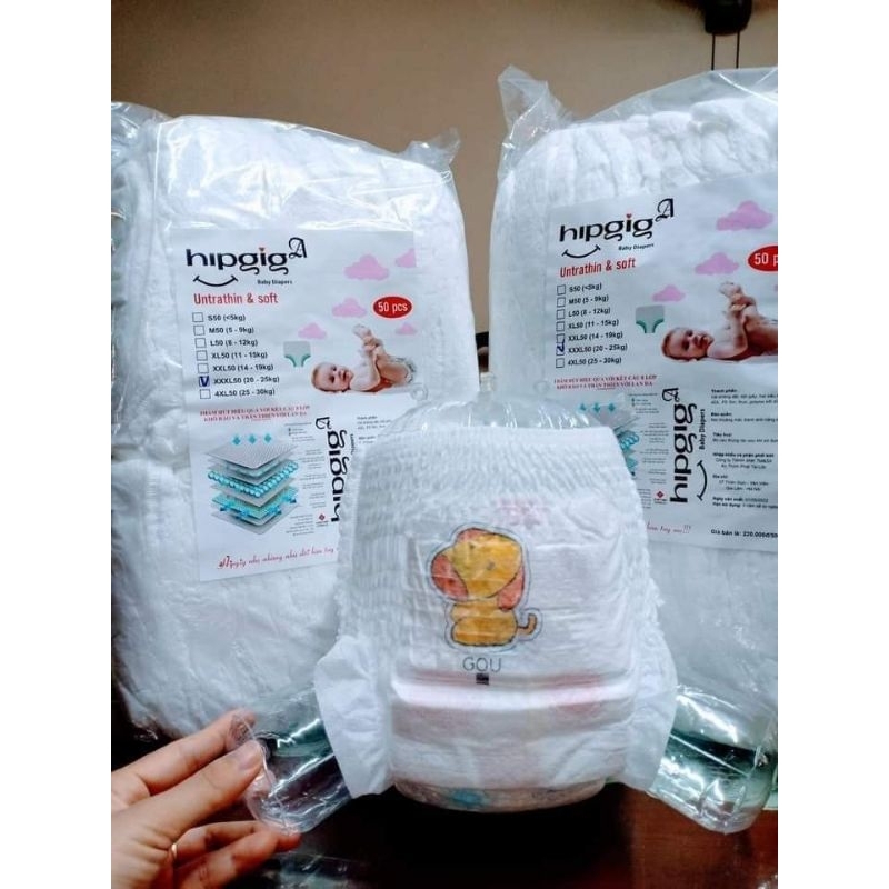 Bỉm hipgig a xuât nhât s/m/l/xl/xxl/xxxl 100