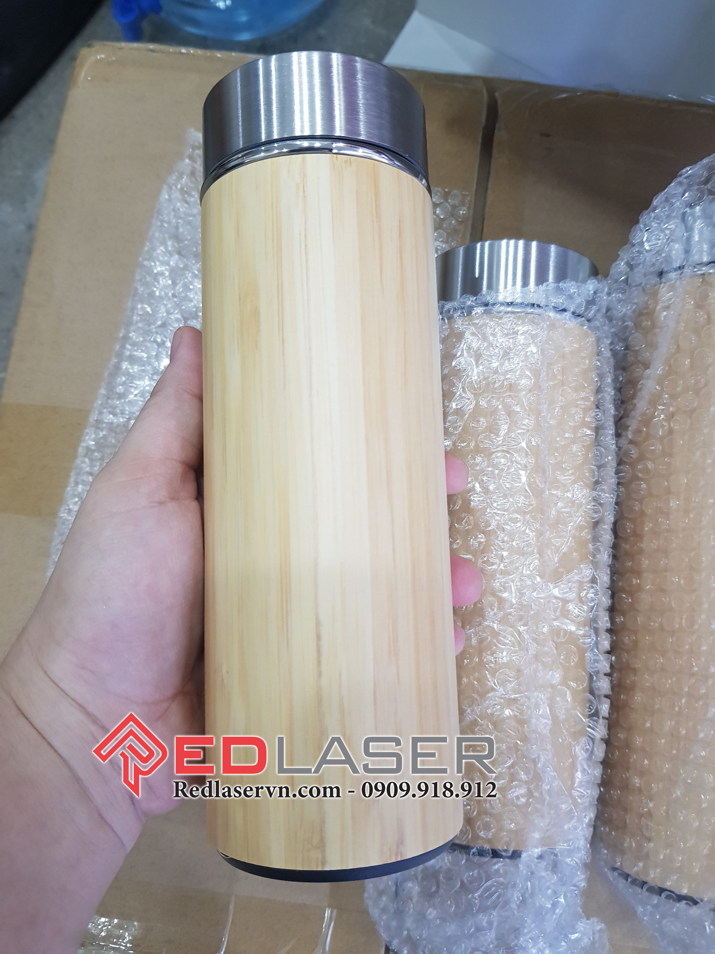 [Bán sỉ] Bình giữ nhiệt vỏ tre 350ml