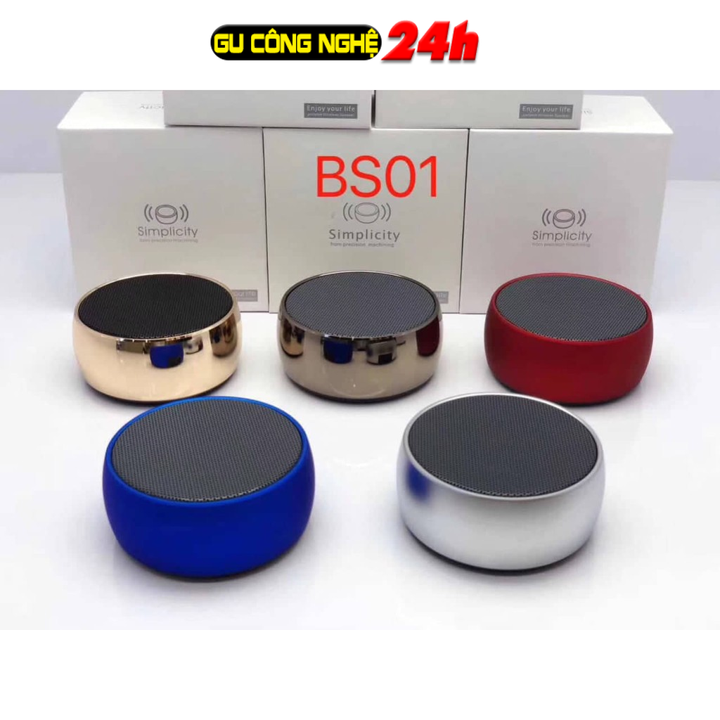 Loa bluetooth cầm tay mini bs01/bs02 vỏ kim loại bass hay có khe cắm thẻ nhớ cổng 3.5