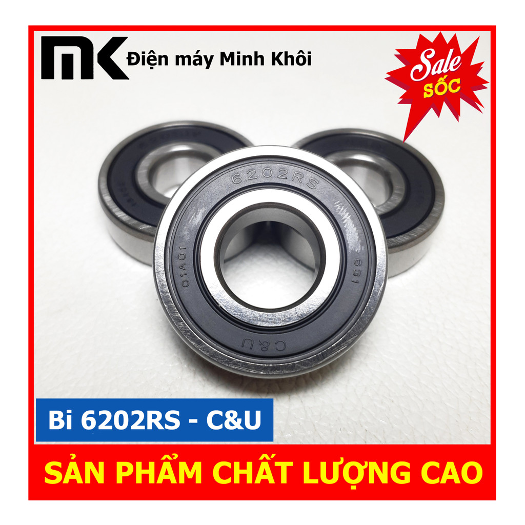 Bạc đạn - vòng bi 6202rs - c&u chính hãng cho động cơ, mô tơ...