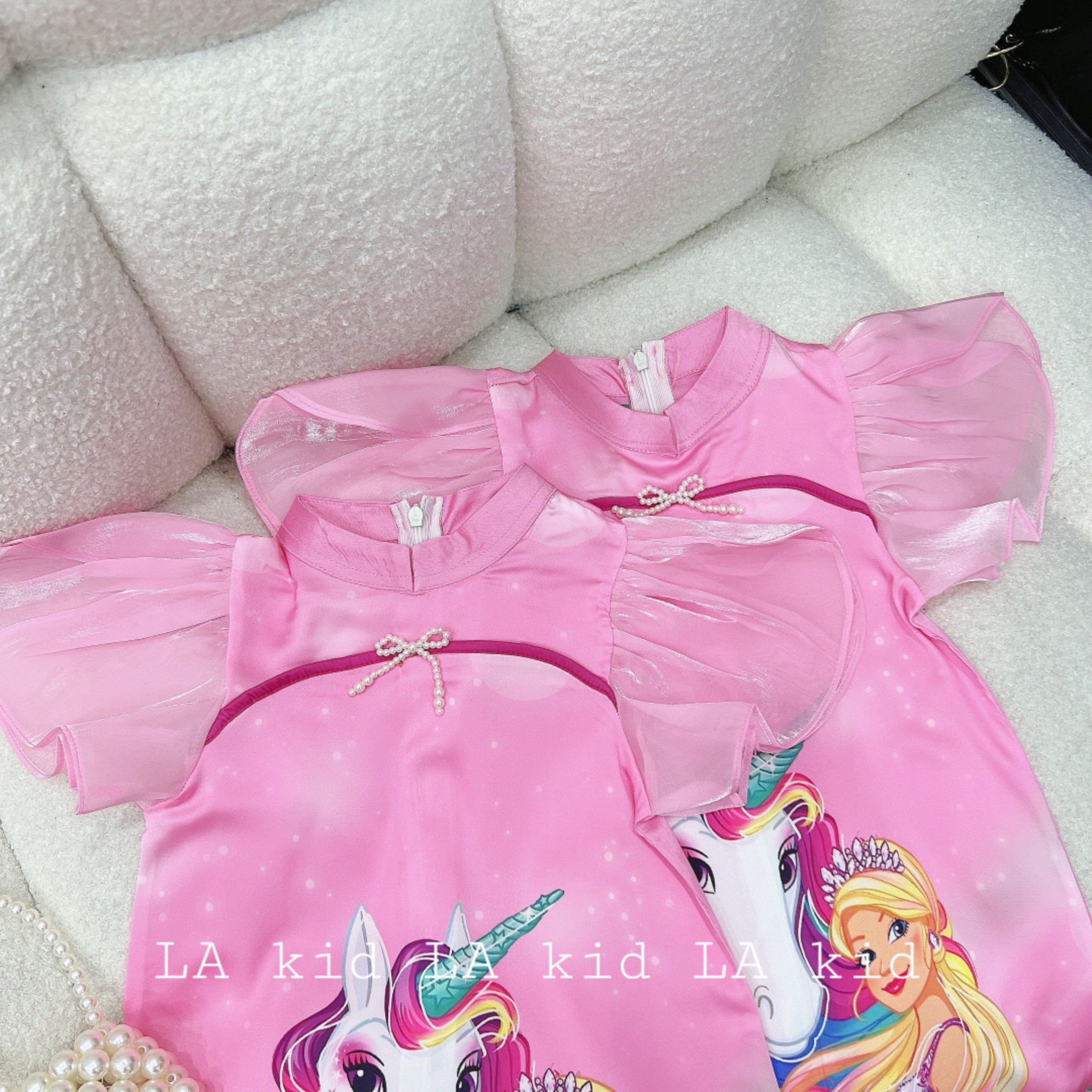 (SIZE 10-32KG) VÁY LỤA CỔ SƯỜN SÁM IN NGỰA PONY CHO BÉ SIÊU XINH