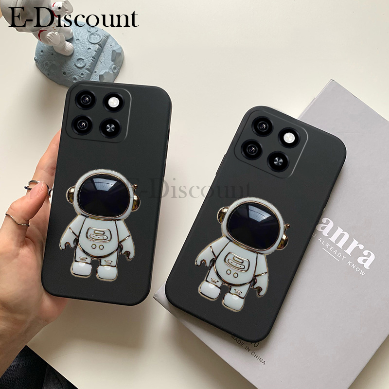 Cartoon Astronaut Stand Phone Case for ZTE Blade A35 A55 Smooth Dustproof Soft TPU Back Cover Design