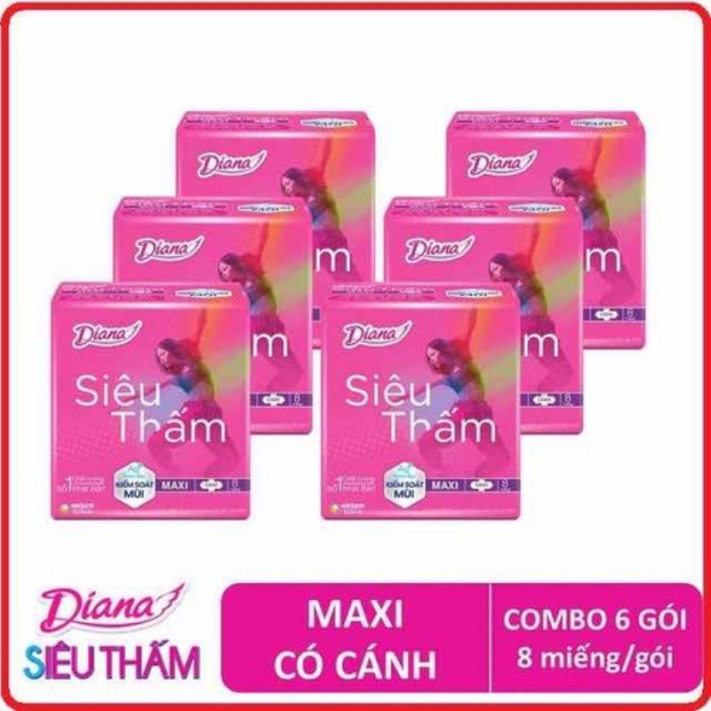 Combo 6 gói băng vệ sinh Diana MAXI CÁNH