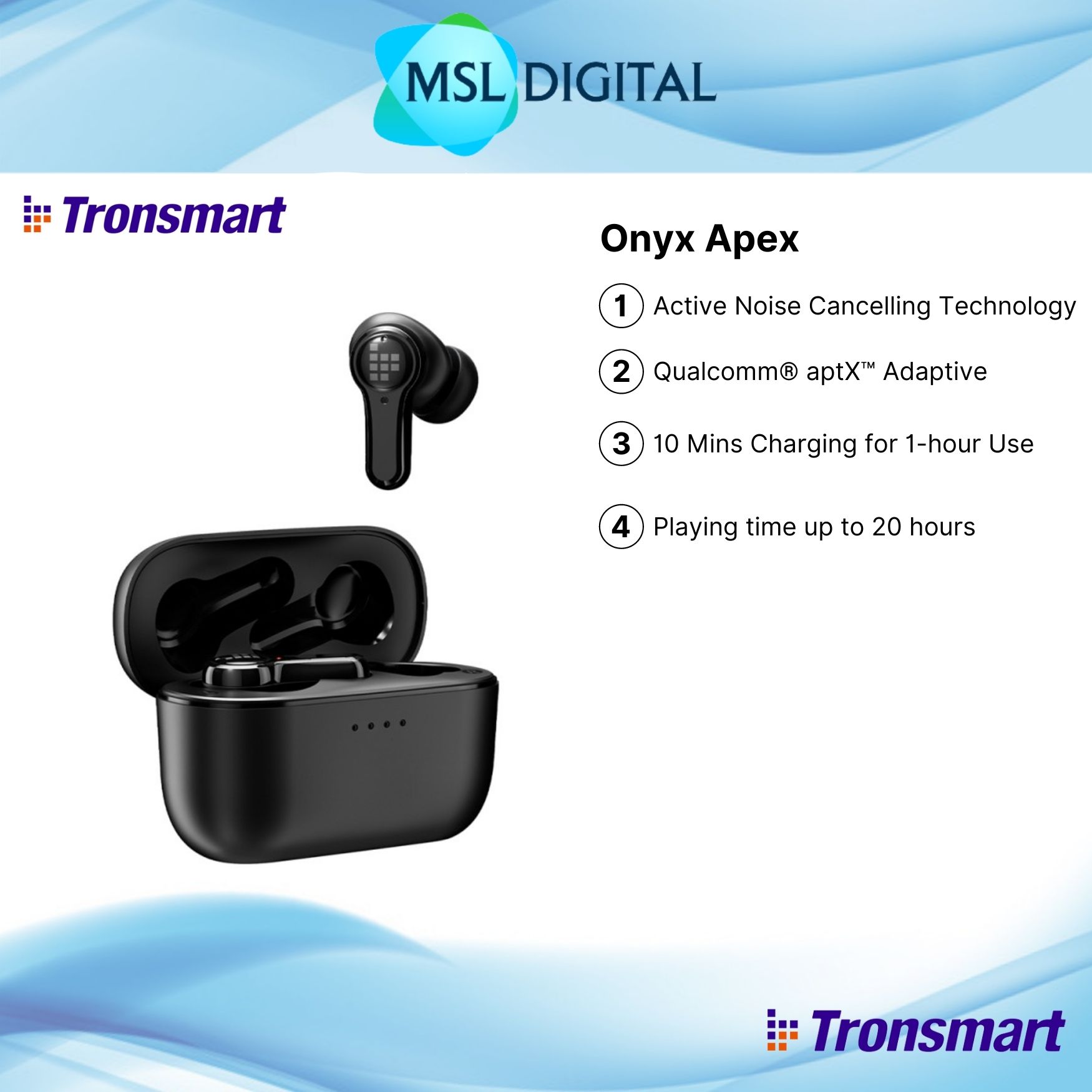 Tronsmart Onyx Apex True Wireless Stereo ANC Earbuds Lazada