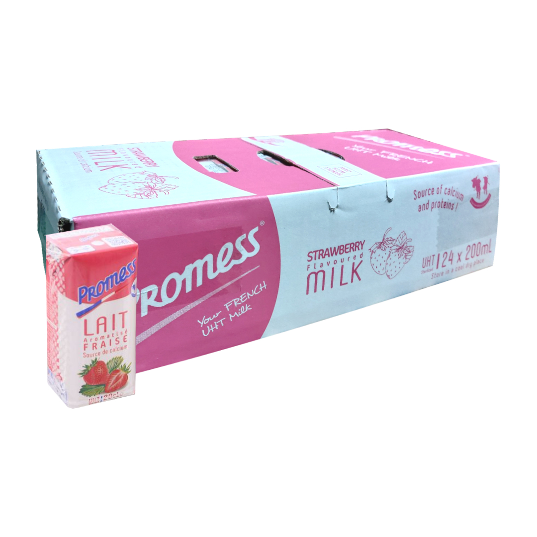 Thùng Sữa Tươi Promess Dâu 200ml - Sữa Promess Strawberry Nhập Khẩu Pháp