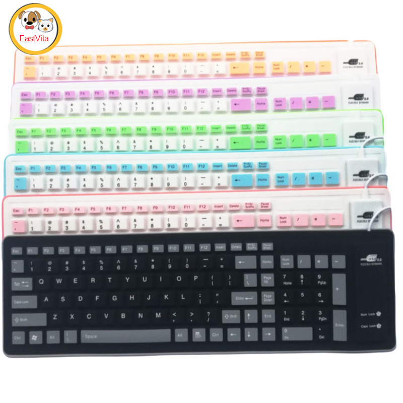 Portable Silent Foldable Silicone Keyboard Usb Flexible Soft Waterproof Roll Up Keyboard For Pc Laptop