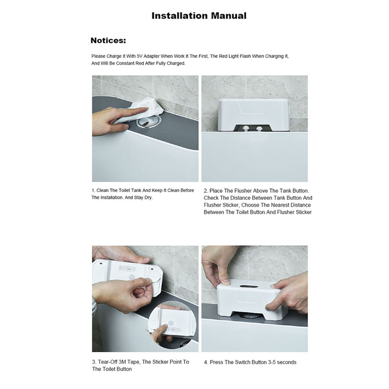 Toilet Flusher Toilet Flushing Sensor Automatic Toilet Flush Button +2 X Transmitter