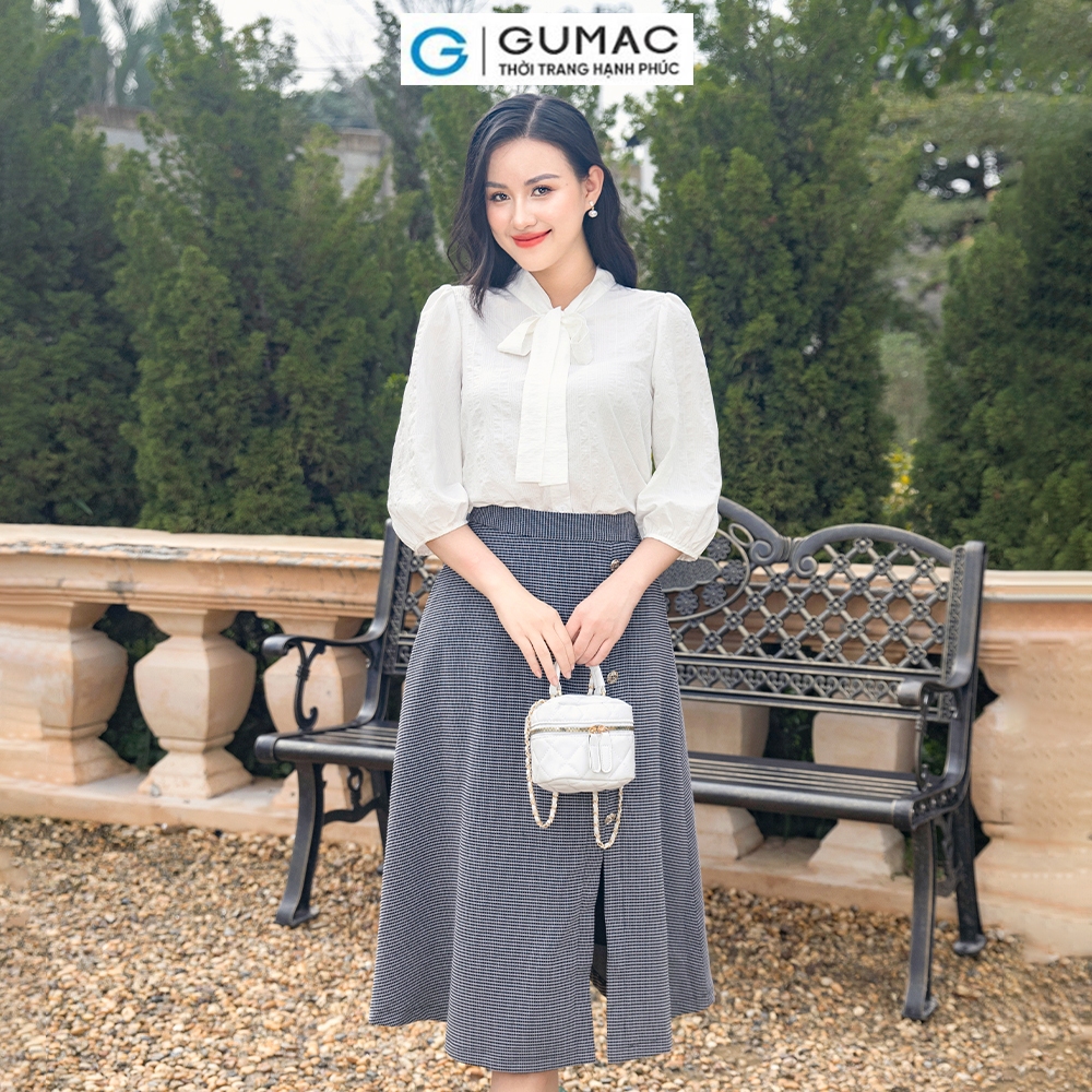 [25 - 29.6 |Voucher 10-14%] Váy xòe xẻ đính nút VD11049 thời trang GUMAC