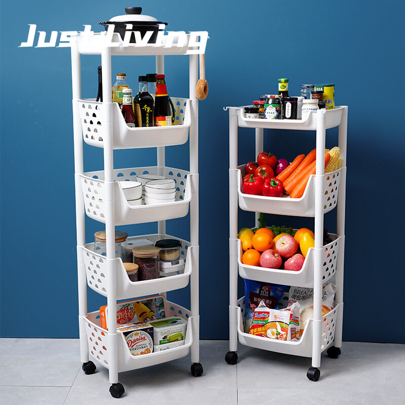 JustLiving Giá Đựng Rau Củ Nhà Bếp Nhiều Tầng Giỏ Đựng Đồ Đặt Sàn Giỏ Đựng Rau Củ Quả Gia Dụng Kệ Đựng Đồ Chơi Giá Đựng Đồ Phòng Tắm