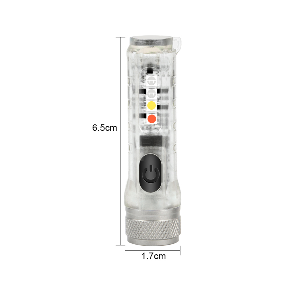 Mini Keychain Torch with Buckle USB Rechargeable EDC Emergency Flashlight