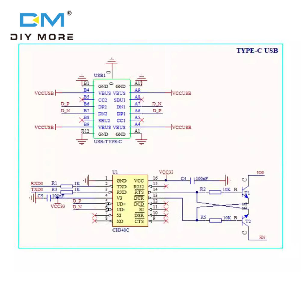 diymore ESP32-C2 bảng mạch phát triển ESPC2-12 module tương thích cho ESP8684-DevKitM-1 Wifi & mô-đun Bluetooth