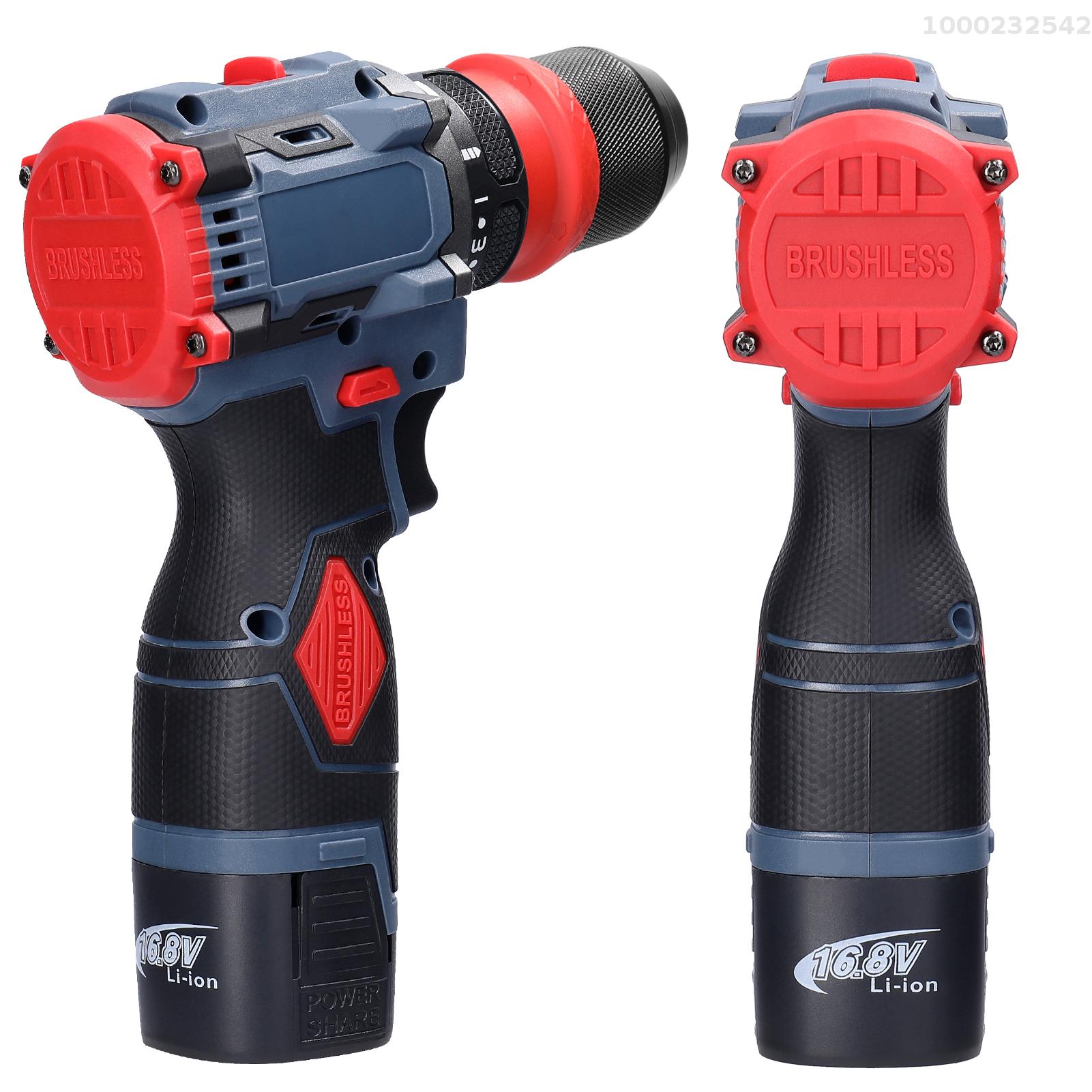 NANWEI 16.8V 2in1 Lithium Drill Electric Screwdriver Multi-function Power Tool 45Nm Torque Brushless Motor Practical Screw Driver for Home Appliances Furniture Installation Automotive Electronics Repairing