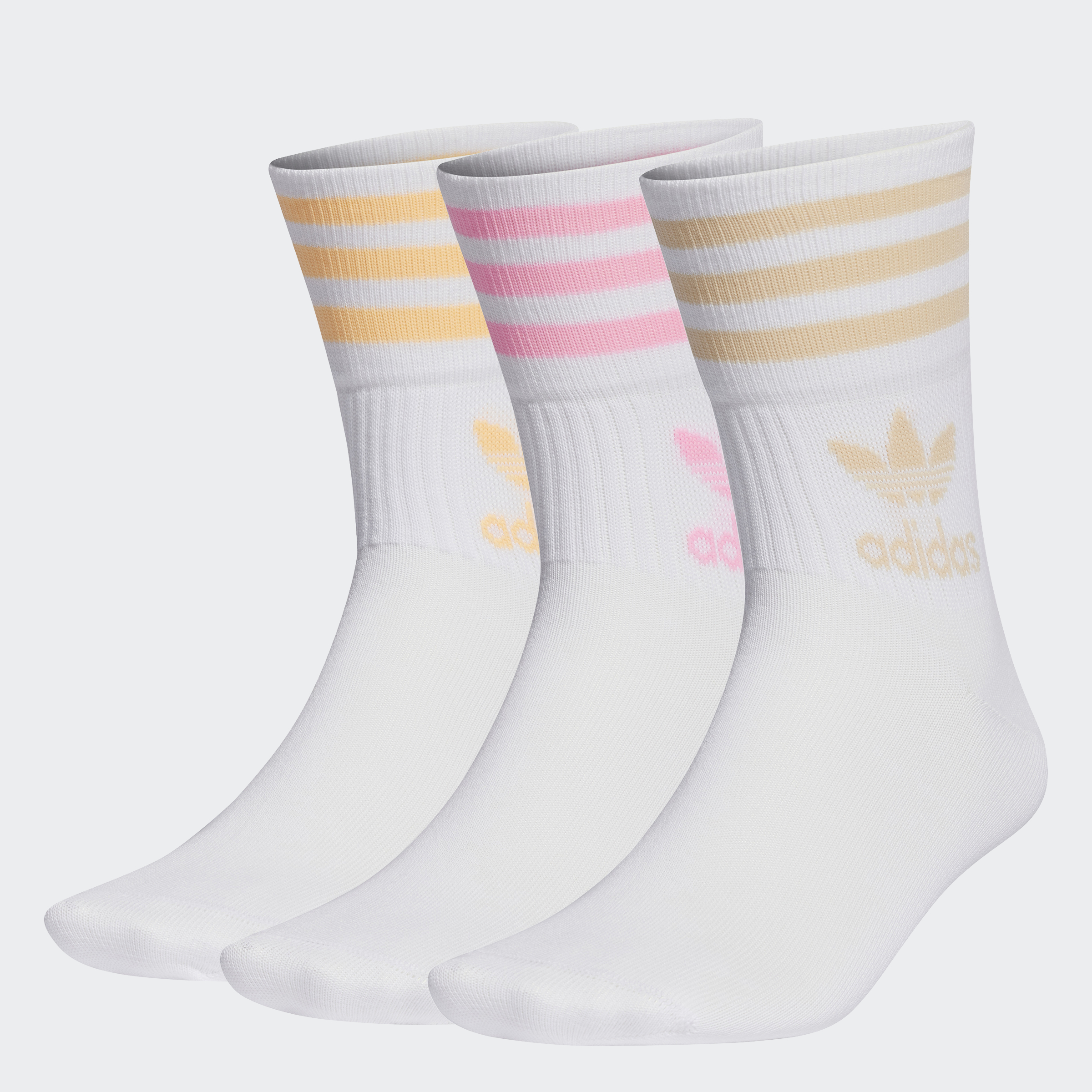 Adidas Phong cách sống Bộ 3 đôi tất cổ trung Unisex trắng IB9389