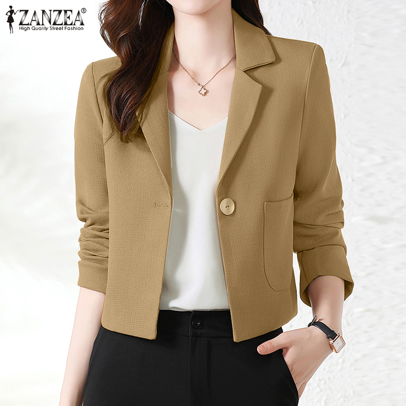 Fancystyle Zanzea Korean Style Womens Formal Office Button Up Coat Suits Ol Work Long Sleeve