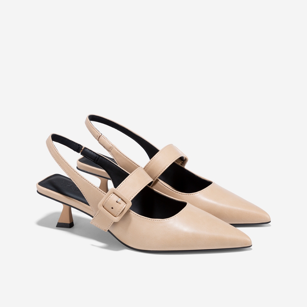 [Voucher 10%] Vascara Giày bít mũi nhọn slingback phối quai - BMN 0658