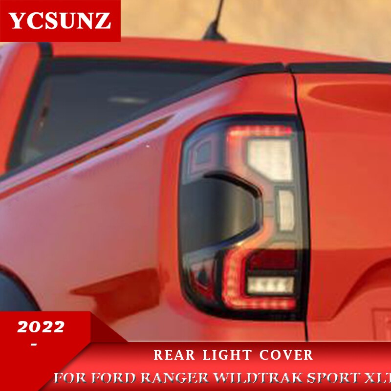 Tail Light Cover For Ford Ranger Wildtrak Sport XLT 2022 2023 T9 ABS Black Rear  Lamp Decorative Frame Car Accessories YCSUNZ