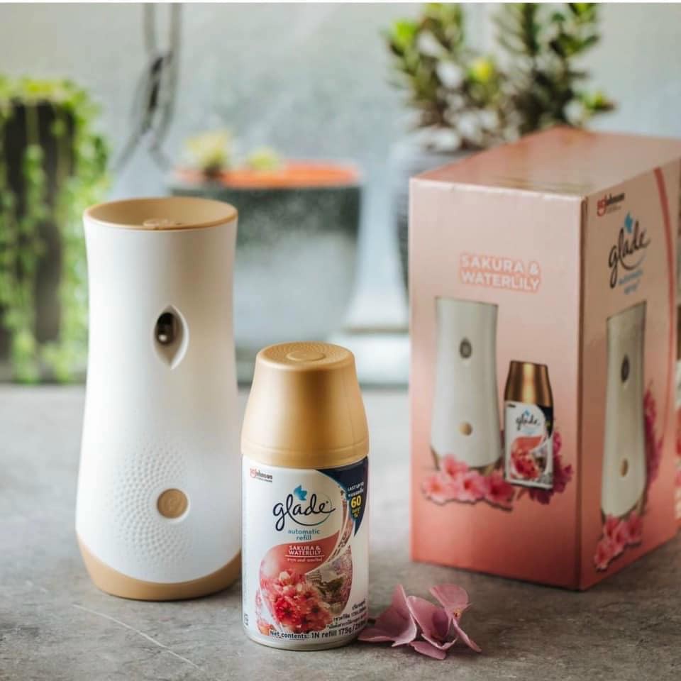 [GDN] Máy Xịt Phòng Tự Động GLADE 3in1 mẫu mới 2021 (Hương Sakura & Water Lily)