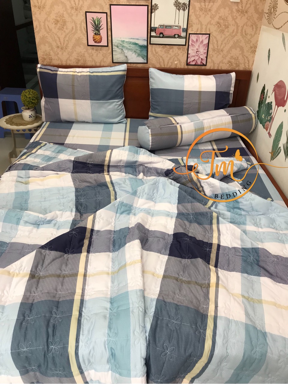 Ga gối lụa tencel mát mịn sang trọng họa tiết xinh yêu áo ôm khóa kéo