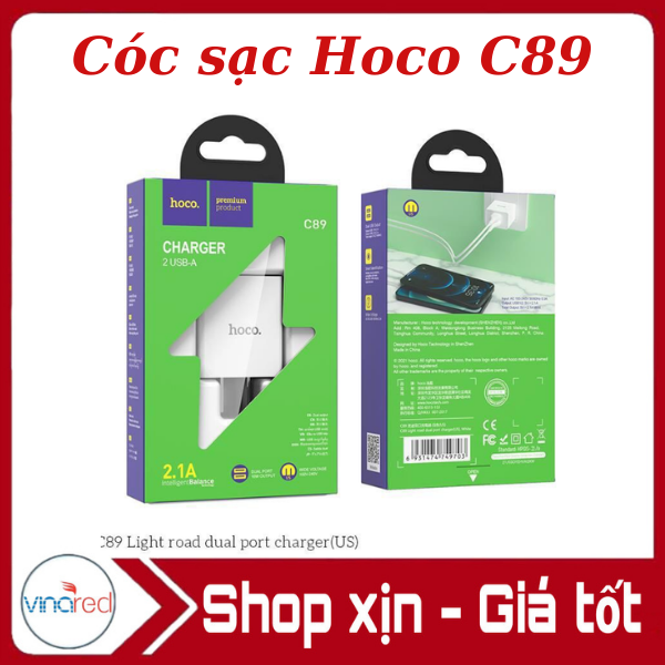 Củ sạc iphoco c89-cốc sạc nhanh 2 cổng usb sạc nhanh 2.1a max