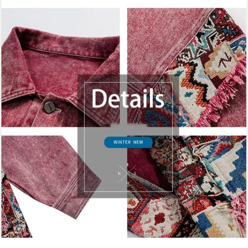 MOLAN Áo khoác Denim hồng, áo khoác lỏng lẻo, thiết kế cổ điển cảm thấy thích hợp áo nhiều mảnh