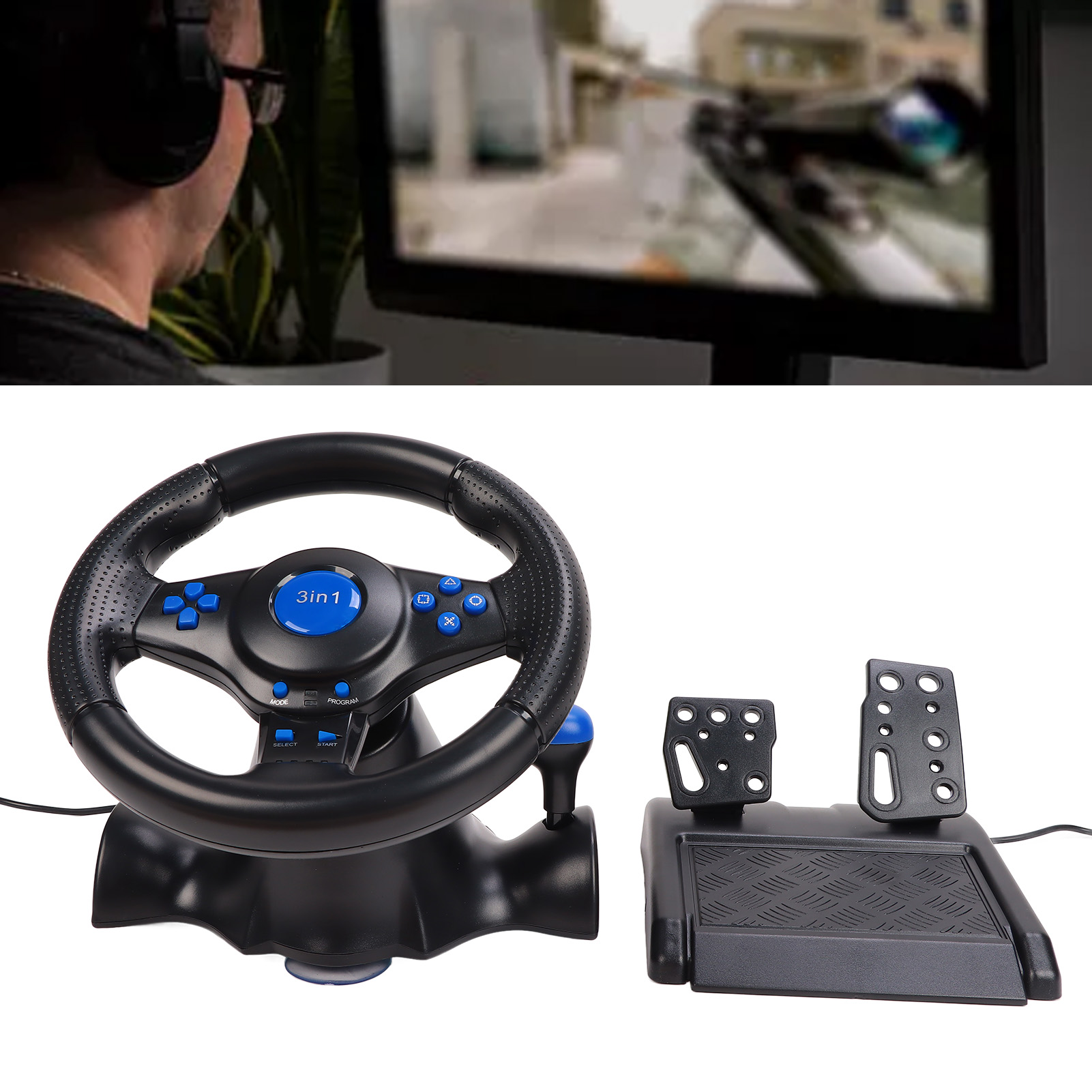 Racing Wheel 2 Axes PC Gaming Racing Wheel for PS3