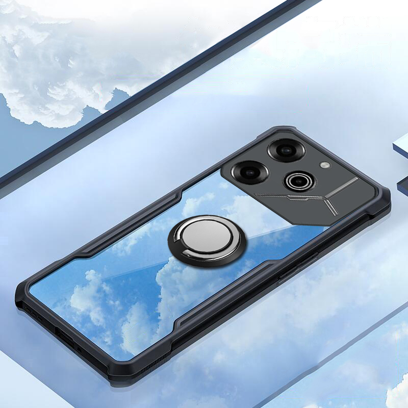 For Tecno Pova 6 NEO case Hard Clear Transparent Shockproof Armor Car Adsorb Holder Ring For Tecno Pova 6 Pro Back cover Phone Cases.