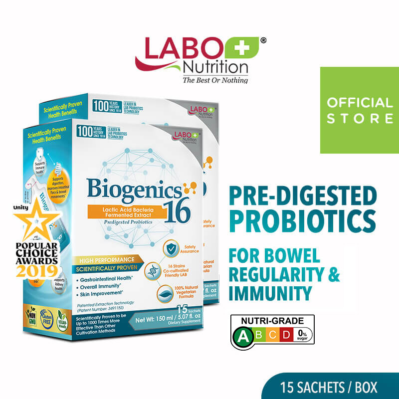 LABO Nutrition Biogenics 16 Predigested Probiotics for IBS Digestive ...