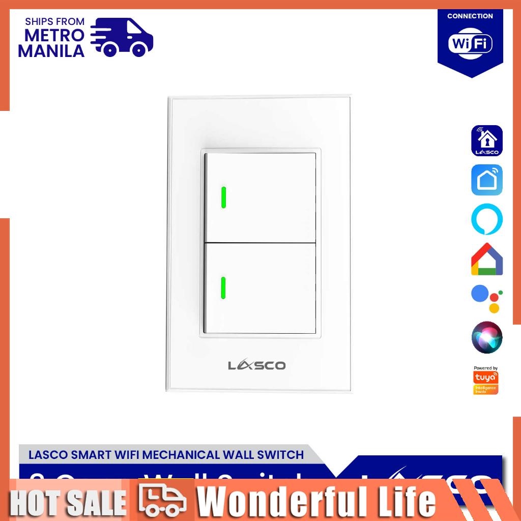 Lasco 2 Gang Mechanical Wi-fi Wall Switch (white) 