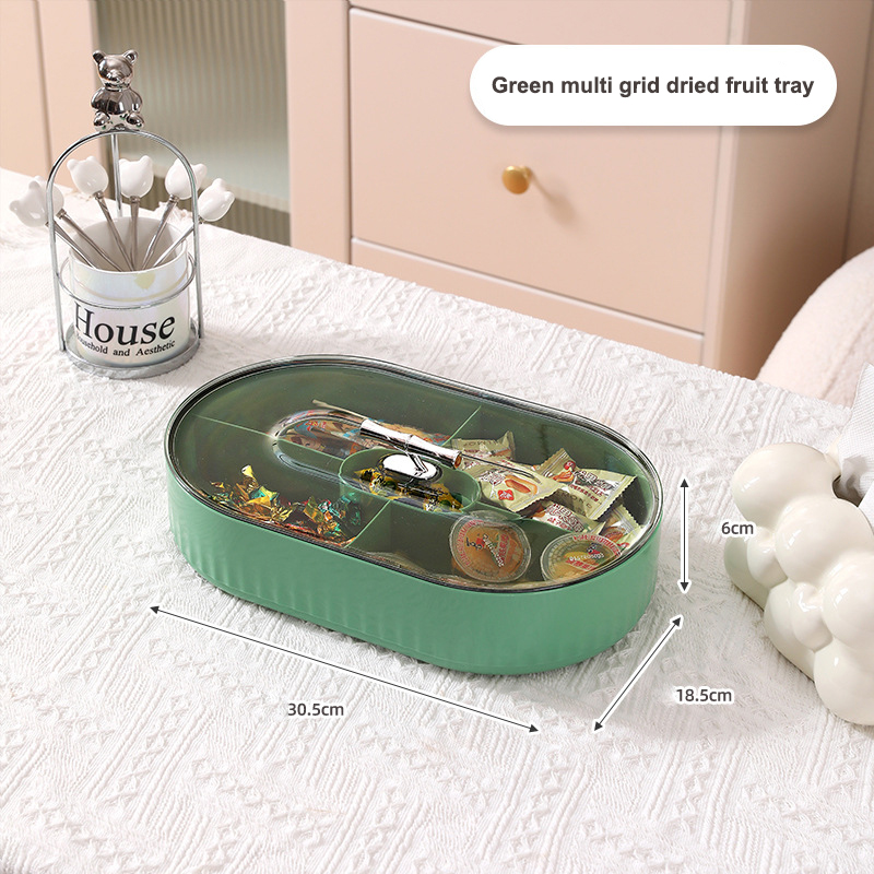 New Fruit Plate Home Light Luxury Wind Dried Fruit Snack Candy Storage Fruit Box Divided Sealed Fruit Box with Large Capacity