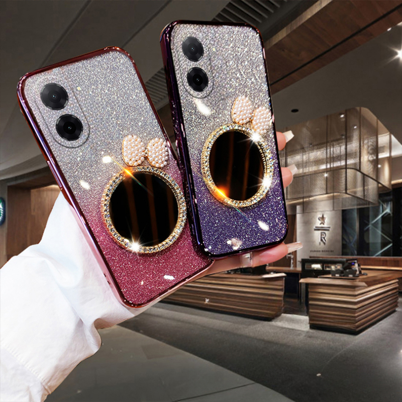 Phone cover Redmi A5 Back case with Bow Makeup Mirror Luxury Shiny Gradient Clear Plating Glitter Girls Slim for Xiaomi Redmi A5 Phone cases.