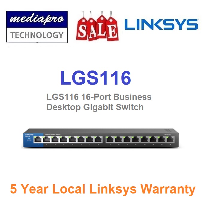Linksys Business LGS116 - Switch Ethernet 16 ports Gigabit - Switch -  Linksys
