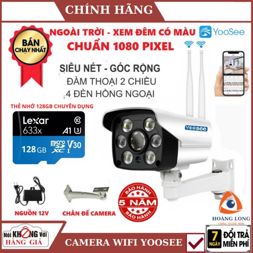 (Tùy Chọn Thẻ 128GB Xịn - Bảo hành 5 Năm), Camera Wifi Ngoài Trời Yoosee 6 mắt 2 râu ZQ 26 , Xem đêm có màu, cảm biến chuyển động,đàm thoại song phương, chống nước, camera Ip ngoài trời , camera yoosee , camera mini , camera an ninh