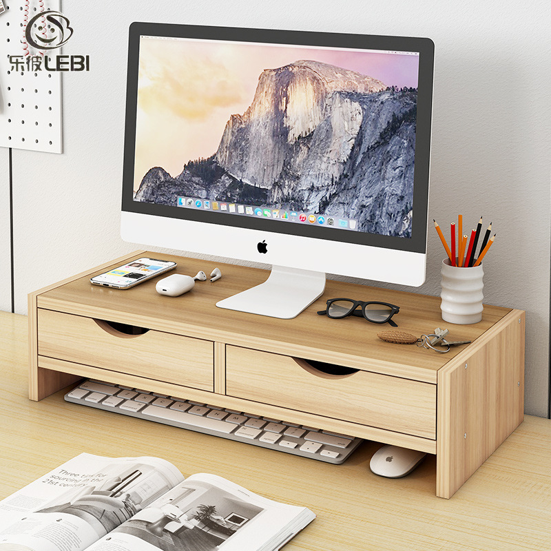 Desktop computer monitor elevated shelf laptop stand display base desk storage rack