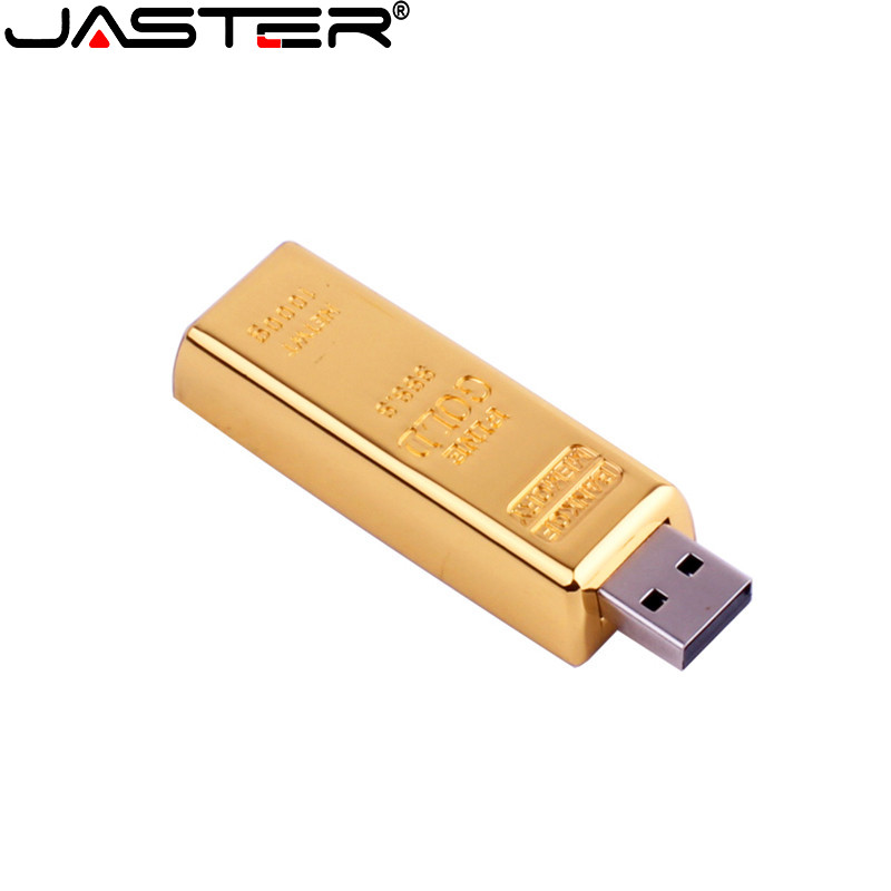 JASTER Gold Bar USB 2.0 Flash Drive 128GB Metal Bullion Cool Creative Gift Pen Drive 64GB Funny Business Gift Memory Stick 32GB. 