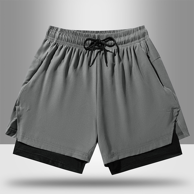 YIPINYOUYOU丨Men's shorts - Teen student workout pants Fake two pairs of casual sports running shorts Stretch quick drying versatile leggings